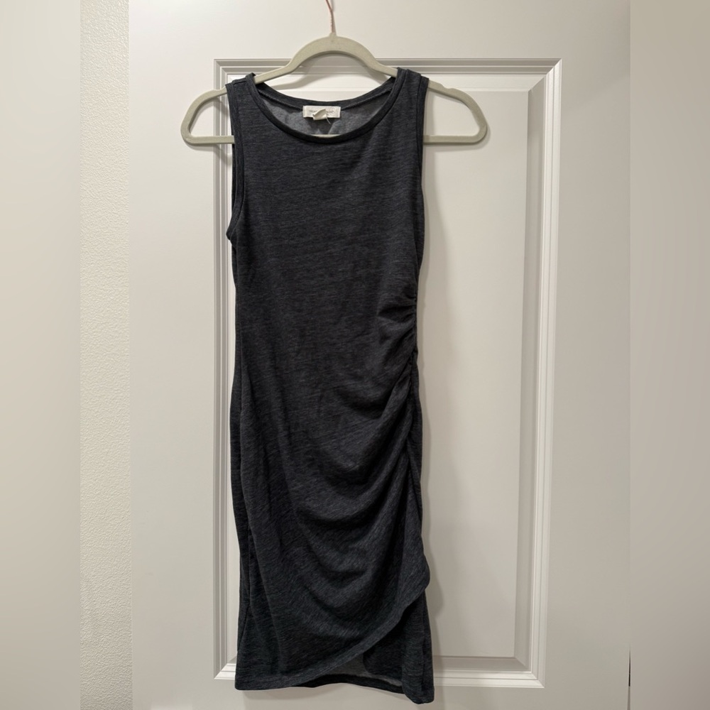 Treasure & Bond Charcoal Ruched Side Mini Dress
